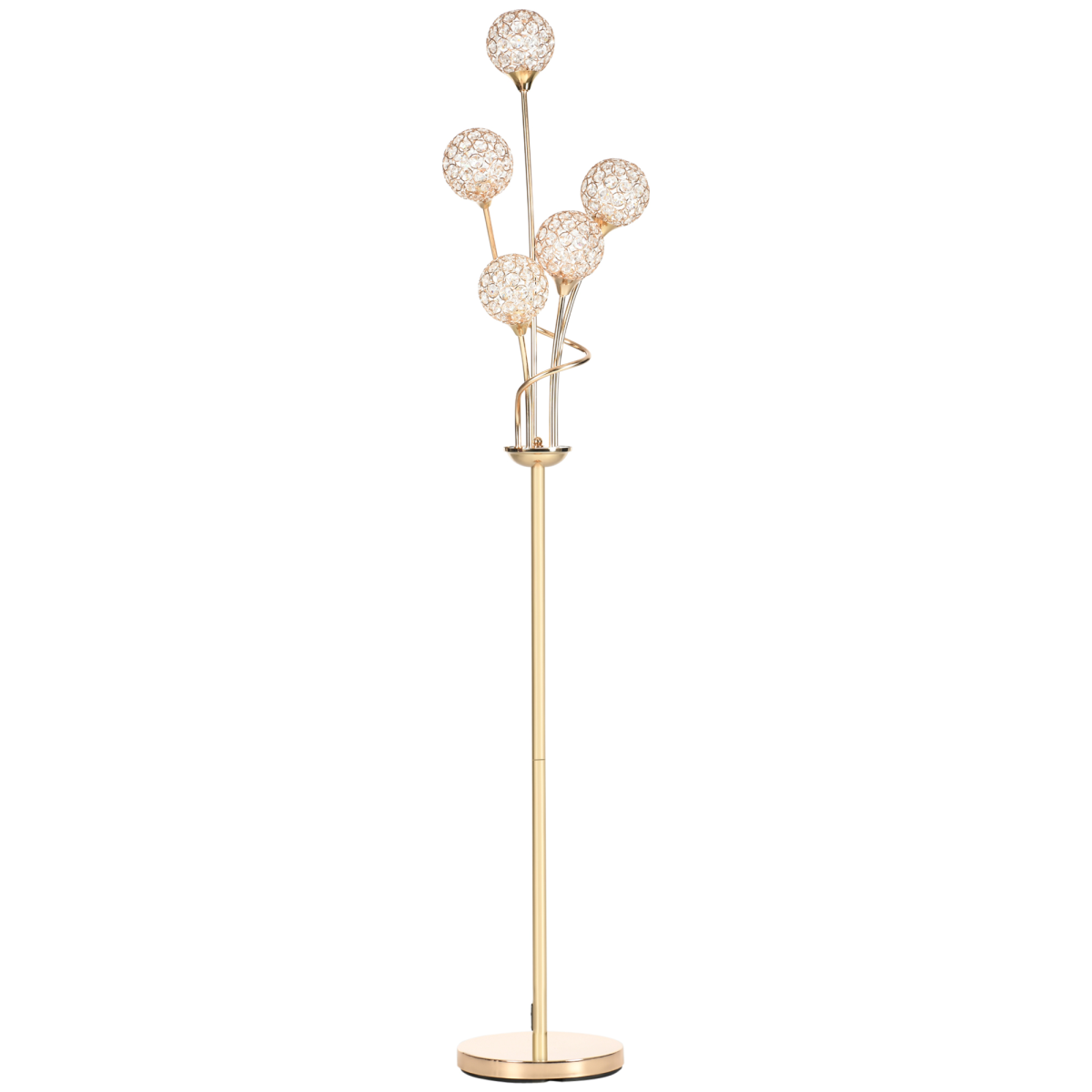 K9 Crystal Floor Lamp, 5 Light Upright Standing Lamp, Gold