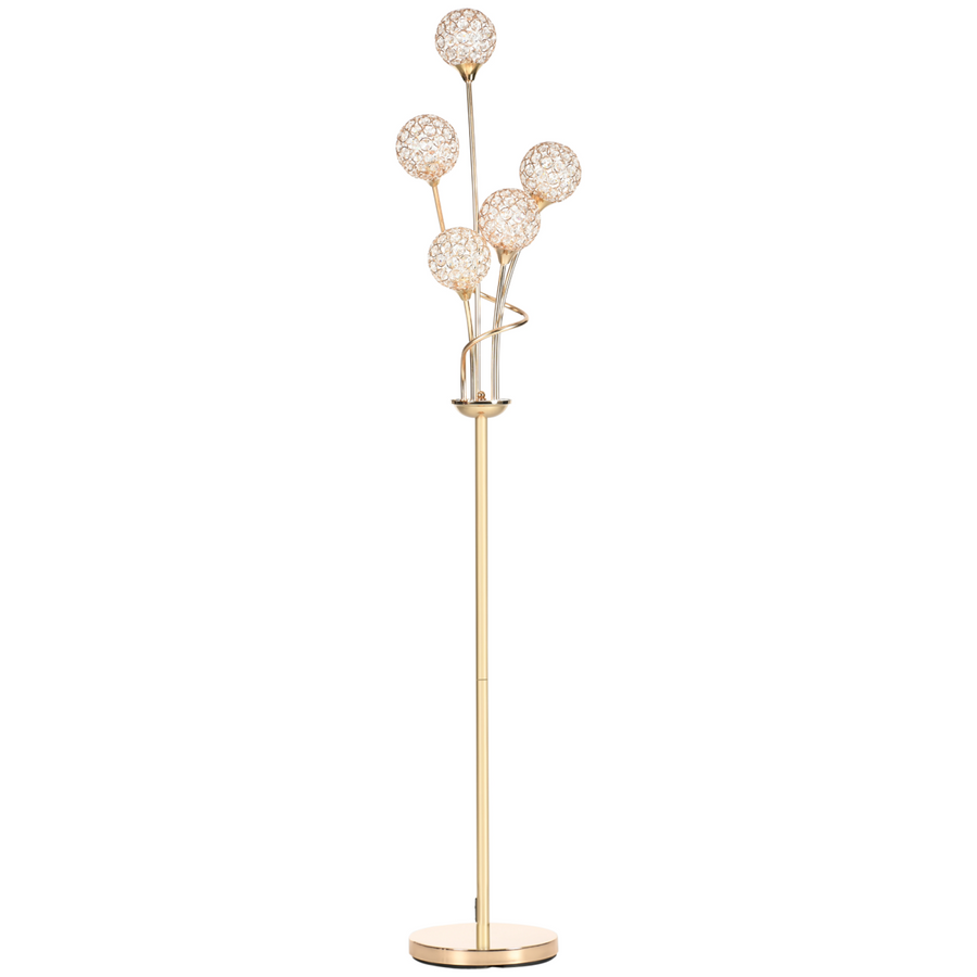 K9 Crystal Floor Lamp, 5 Light Upright Standing Lamp, Gold