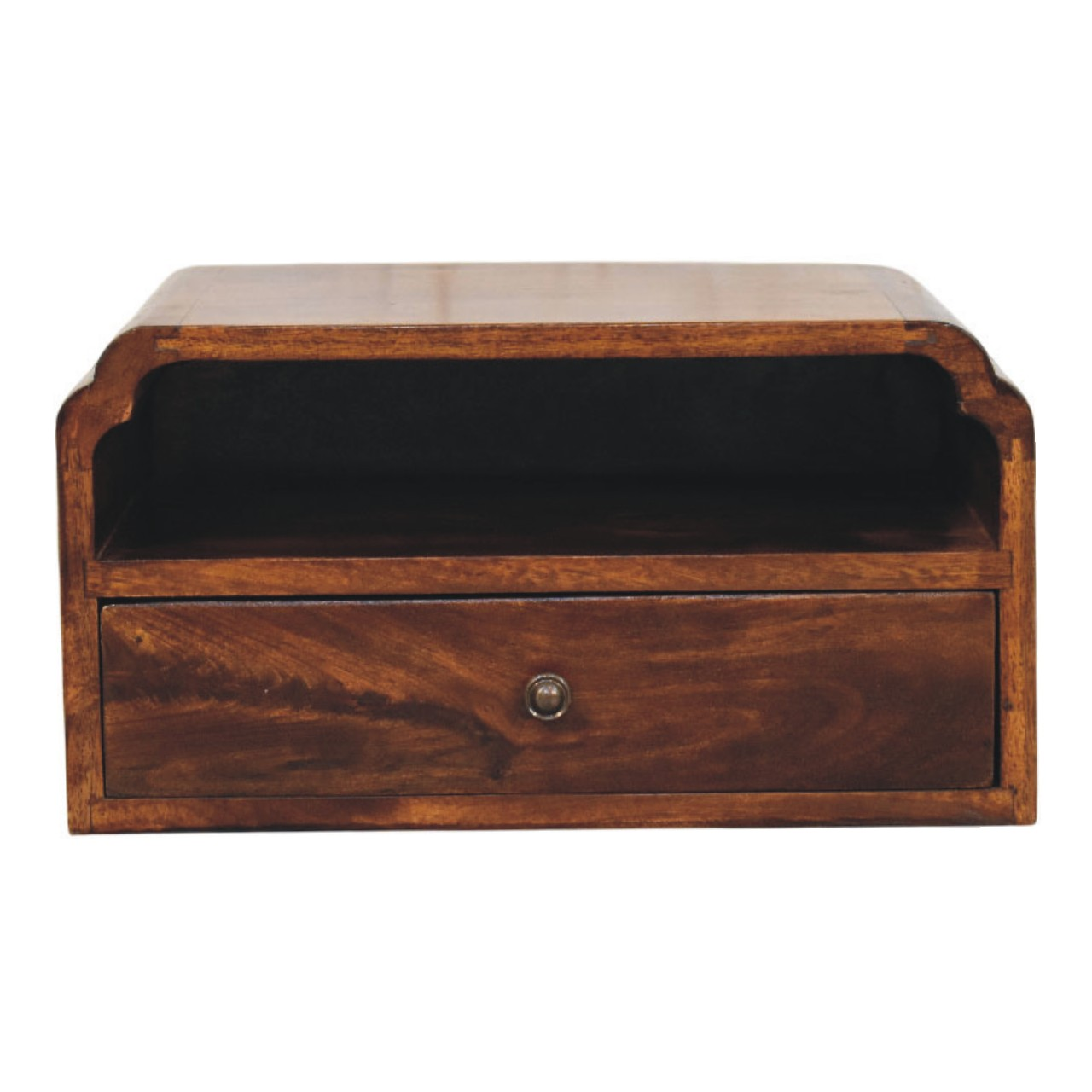 Artisan Furniture Avora Wall-Mounted Chestnut Bedside, 1 Drawer & 1 Shelf, Brown