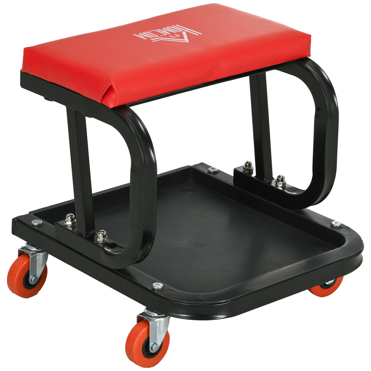 HOMCOM Workshop Stool, Rolling Mechanic Stool with 360 Degree Swivel