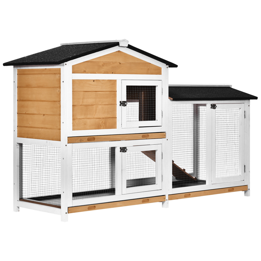 2-Tier Wooden Rabbit Hutch Guinea Pig House Pet Cage