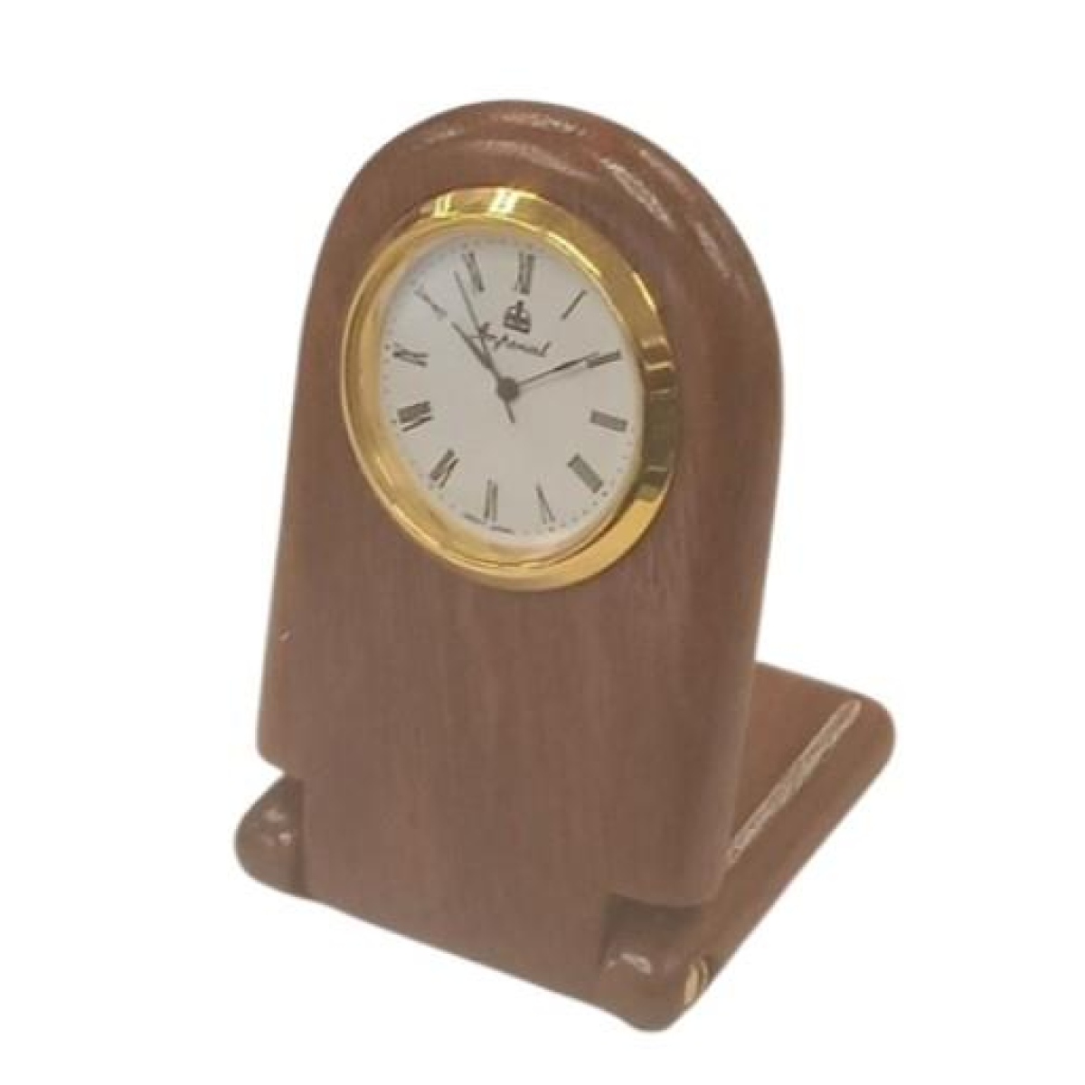 Imperial Miniature Desk Clock with Wood Matt Brown Gold Trim IMP305
