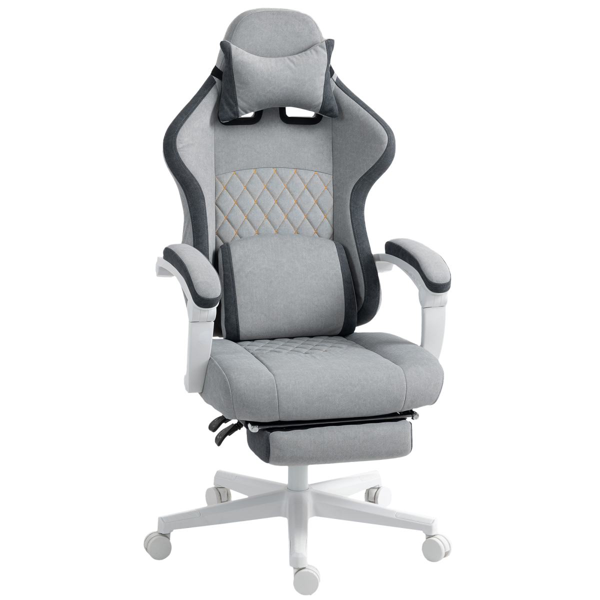 HOMCOM Printed Velvet Computer Recliner Chair, Grey