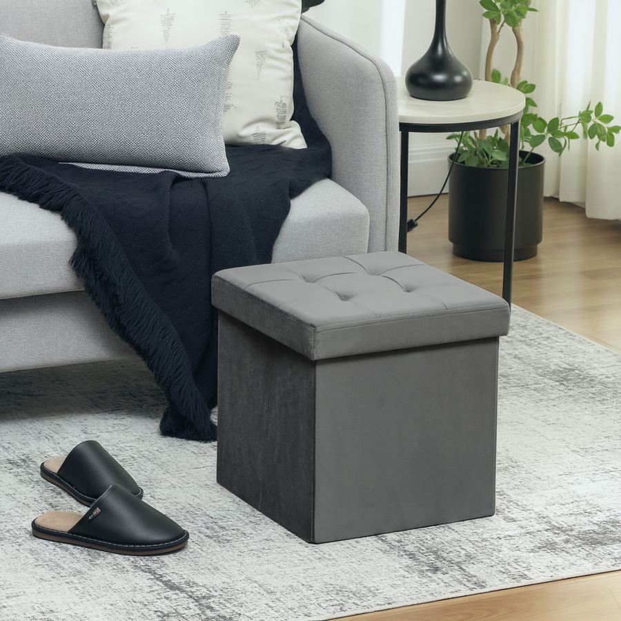 Ottoman Storage Box, Grey