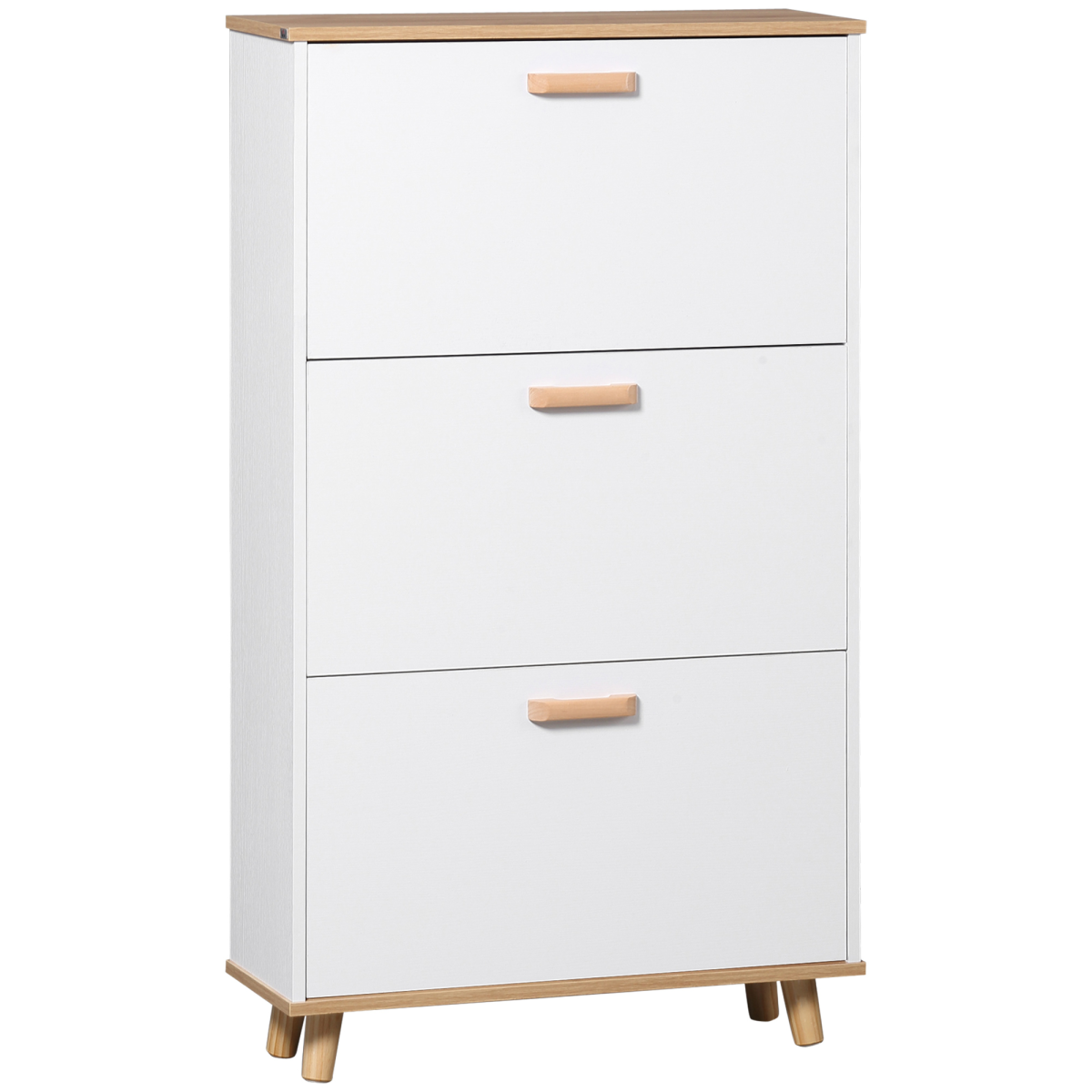 HOMCOM Slim Shoe Storage Cabinet with 3 Flip Drawers for Entryway Hallway