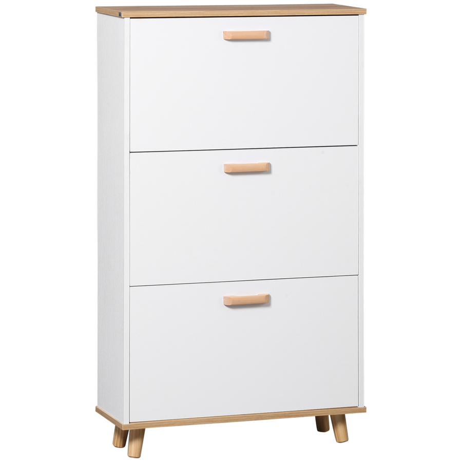 HOMCOM Slim Shoe Storage Cabinet with 3 Flip Drawers for Entryway Hallway