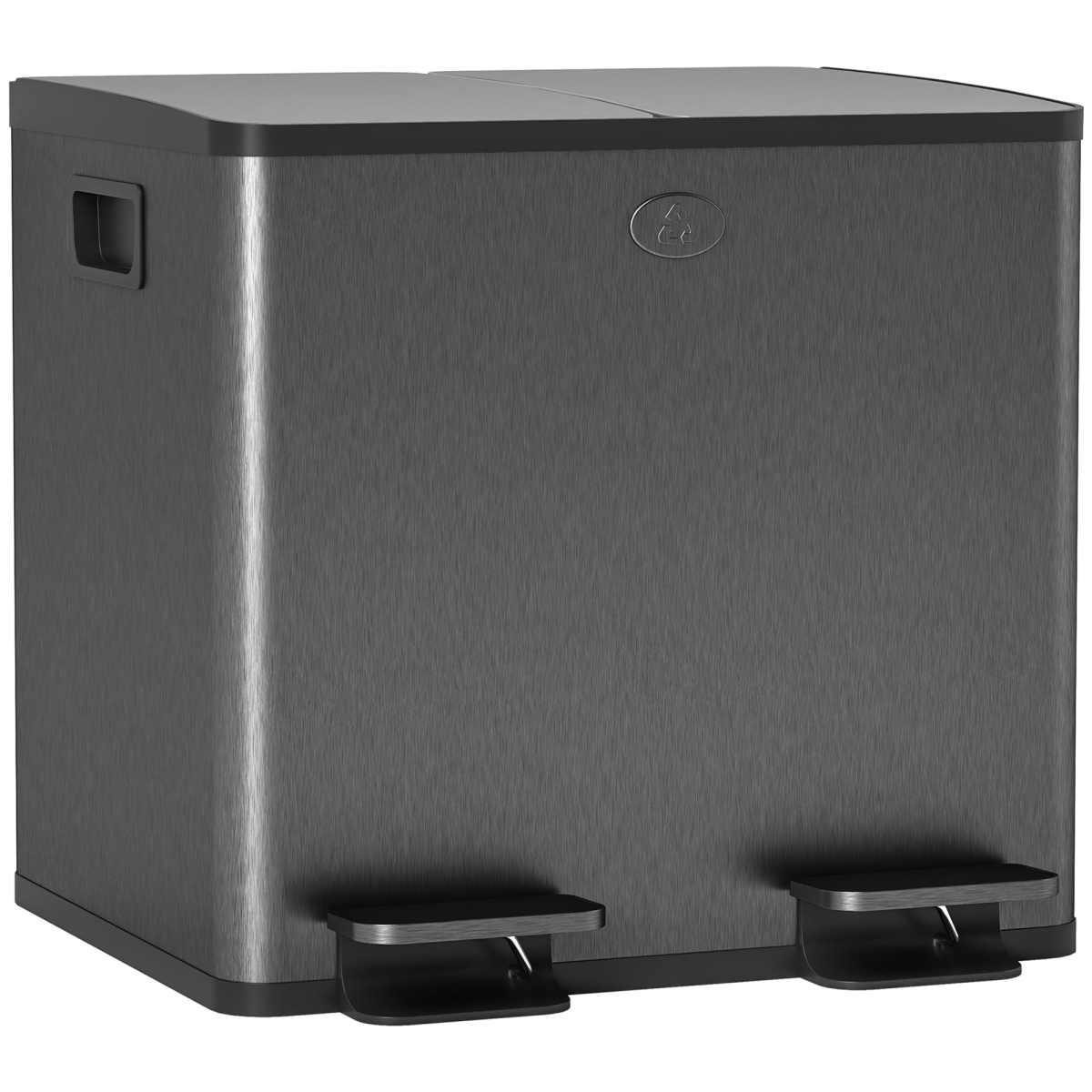 HOMCOM 2 x 15L Dual Kitchen Pedal Bin for Recycling and Waste, Black