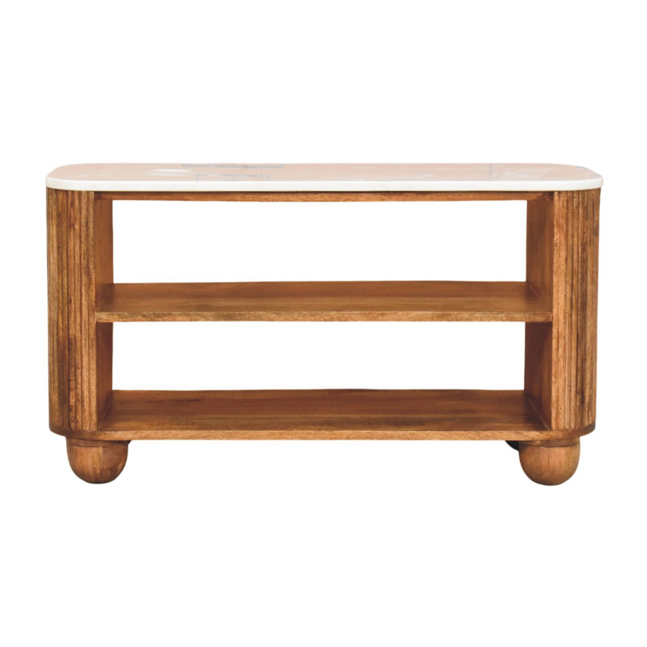 Artisan Furniture Beaumont Marble Shoe Bench, 2 Shelves, Brown & White
