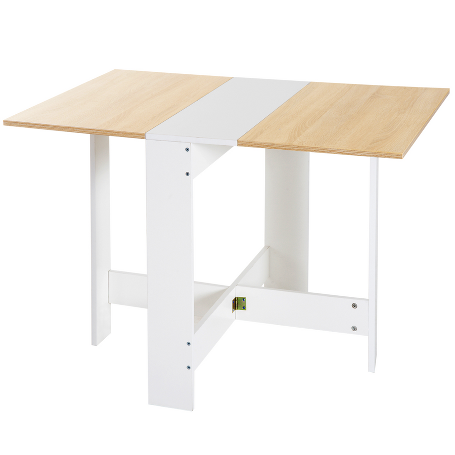 Drop Leaf Folding Dining Table - Oak and White