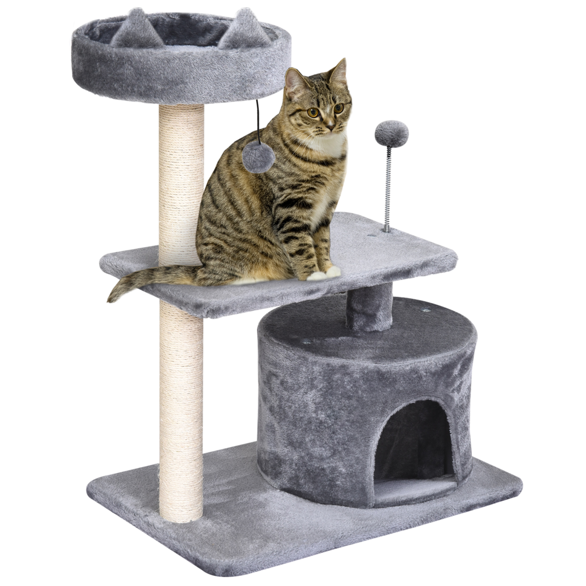 81cm Cat Tree Scratching Post Tower for Kittens and Large Cats Activity Centre House
