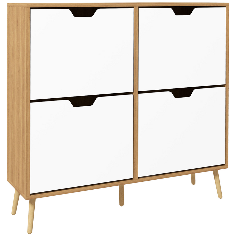 HOMCOM Shoe Storage Cabinet with 4 Flip Drawers for 16 Pairs of Shoes