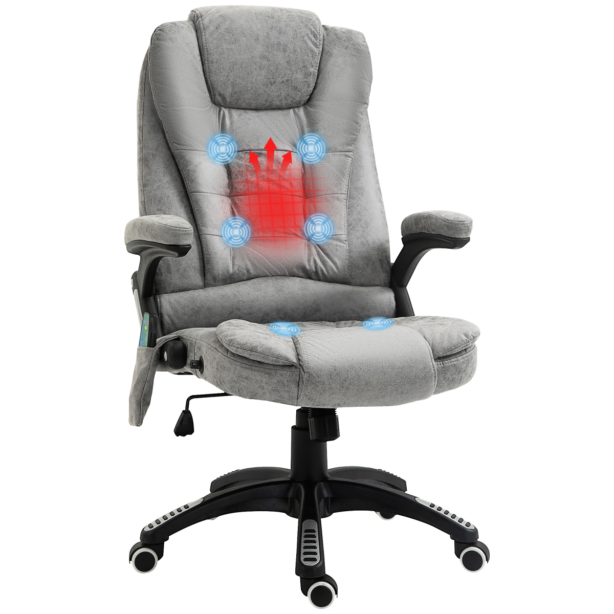 Executive Reclining Chair with Heating Massage Points and Relaxing Headrest Grey