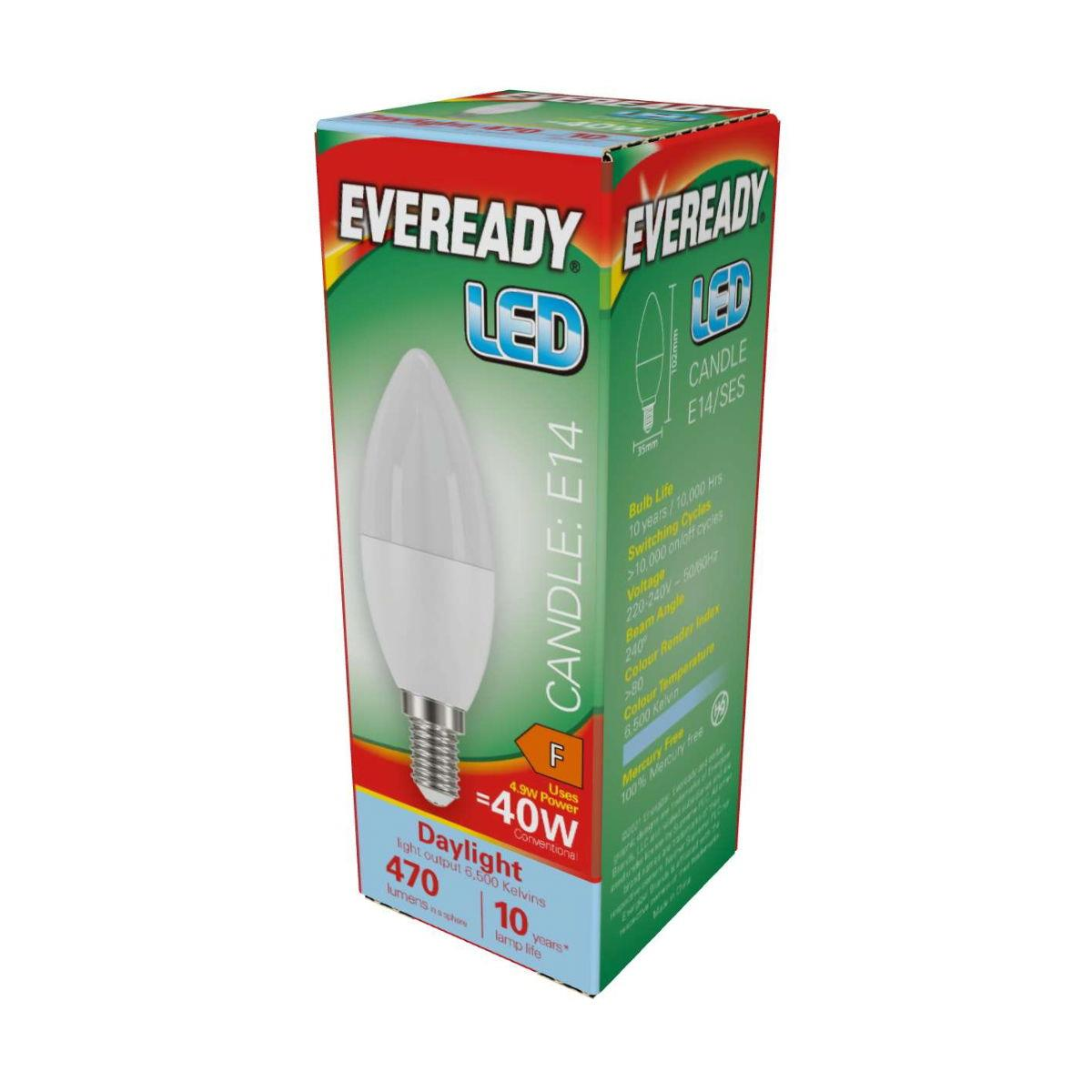 Eveready Candle LED Bulb 40W SES E14 DL, Pack of 5