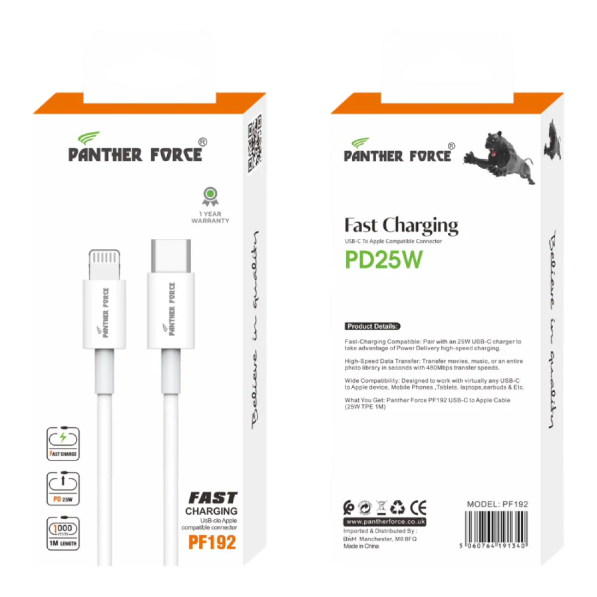 Panther Force USB-C to Lighting  – Fast Charging & Data Transfer