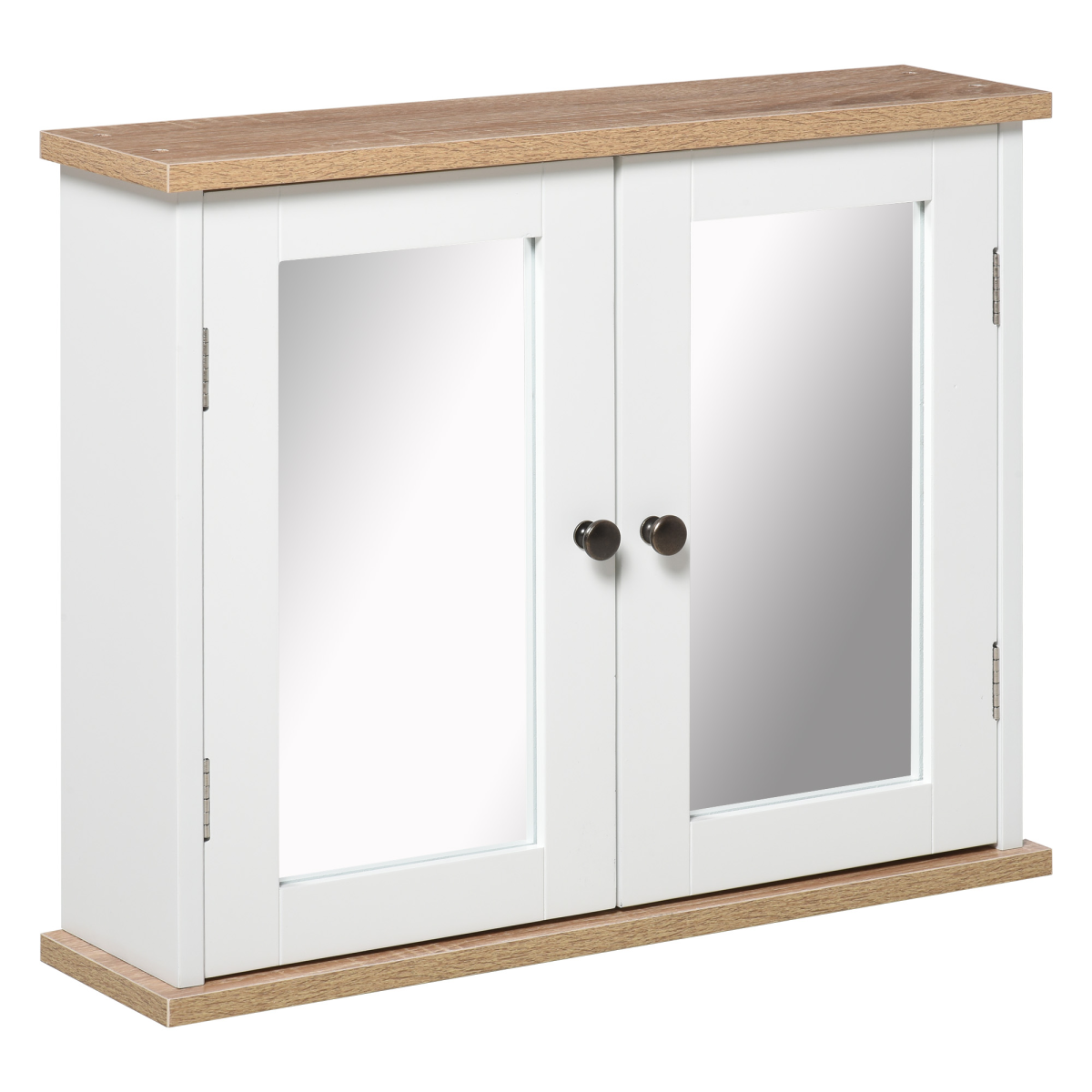 kleankin Bathroom Mirror Cabinet Wall Mounted Storage Cupboard with Double Door