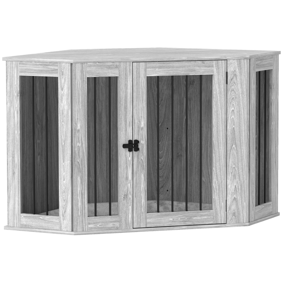 PawHut Dog Crate Furniture for Large Dogs w/ Cushion, Grey