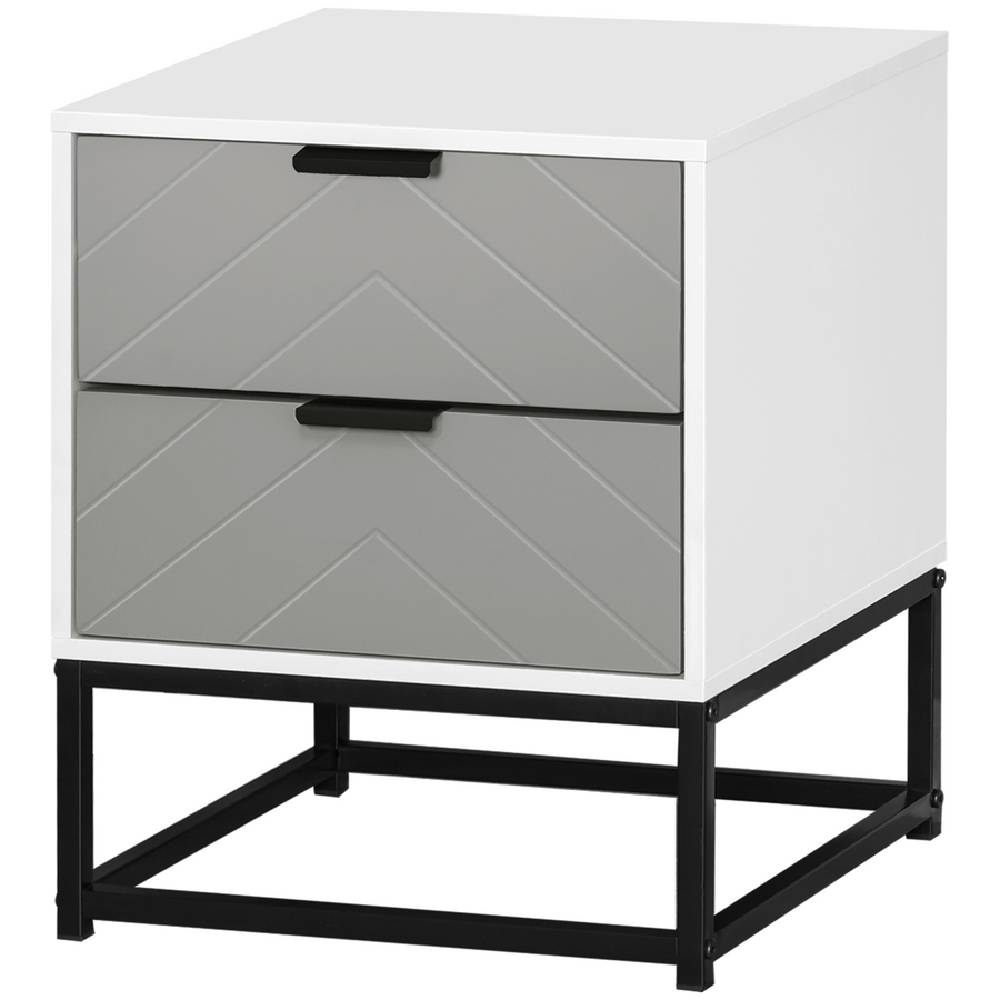 Bedside Cabinet with Metal Base and 2 Drawer Storage
