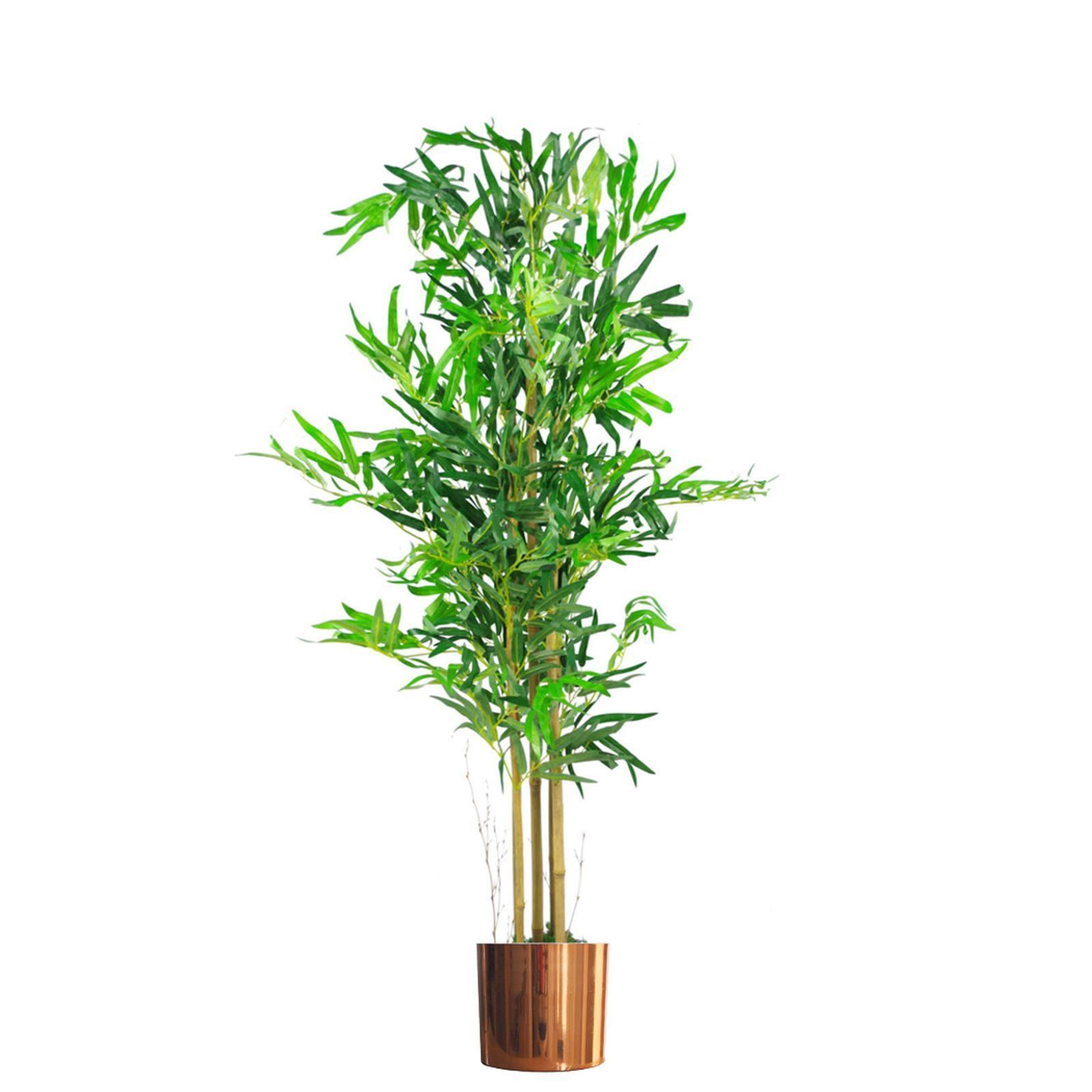 120cm (4ft) Natural Look Artificial Bamboo Plant with Copper Metal Planter