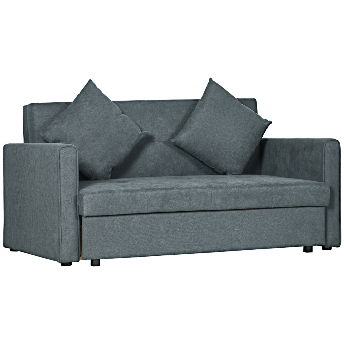HOMCOM 2 Seater Sofa Bed Convertible Bed Settee with 2 Cushions and Storage