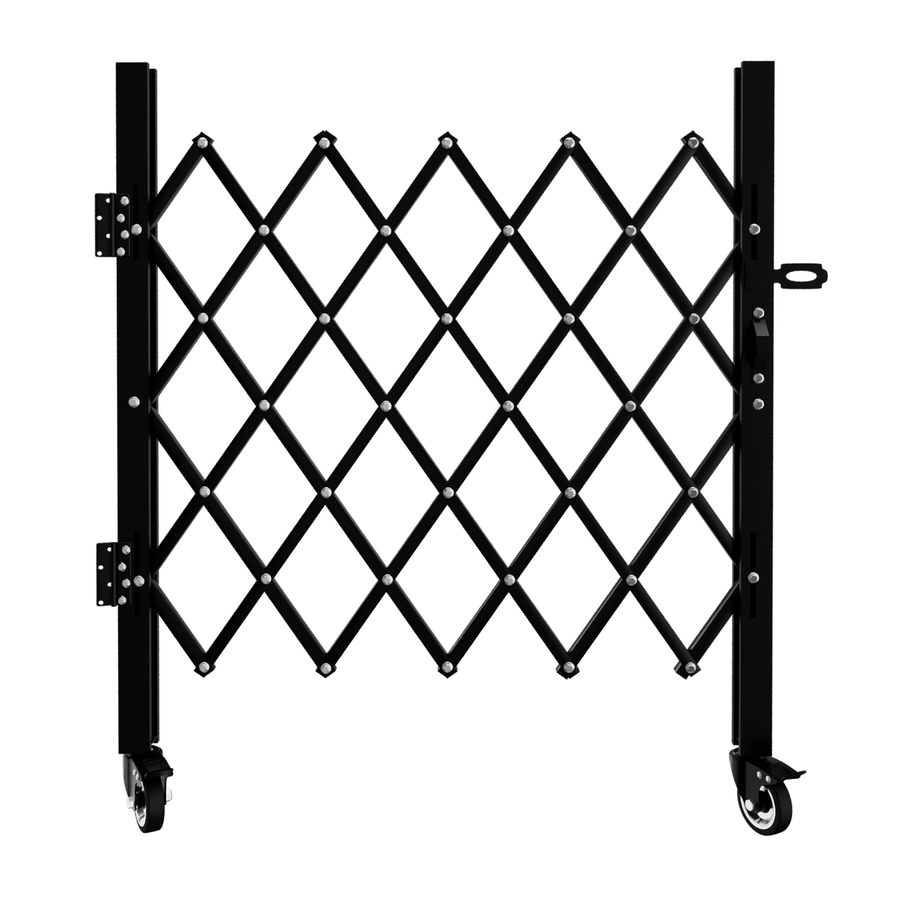 Foldable Security Gate with 360° Swivel Casters, Lockable Rolling Barricade, 51.57" H x 74" W