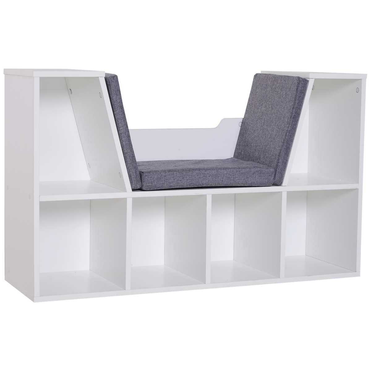 Bookcase Storage with Particle Board, Sponge and Linen, 102W x 30D x 61Hcm - White/Grey