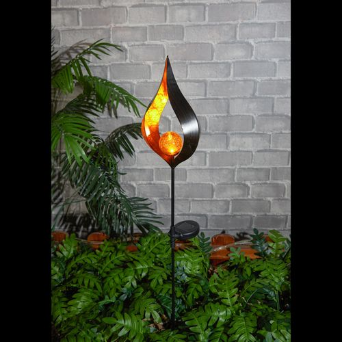 Flame Globe Solar Stake Light