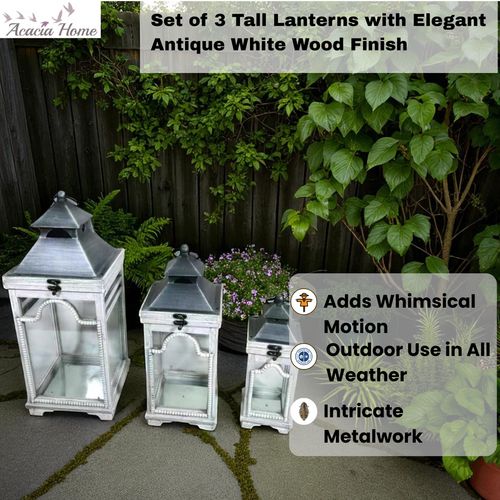 Set of 3 Wooden Lanterns
