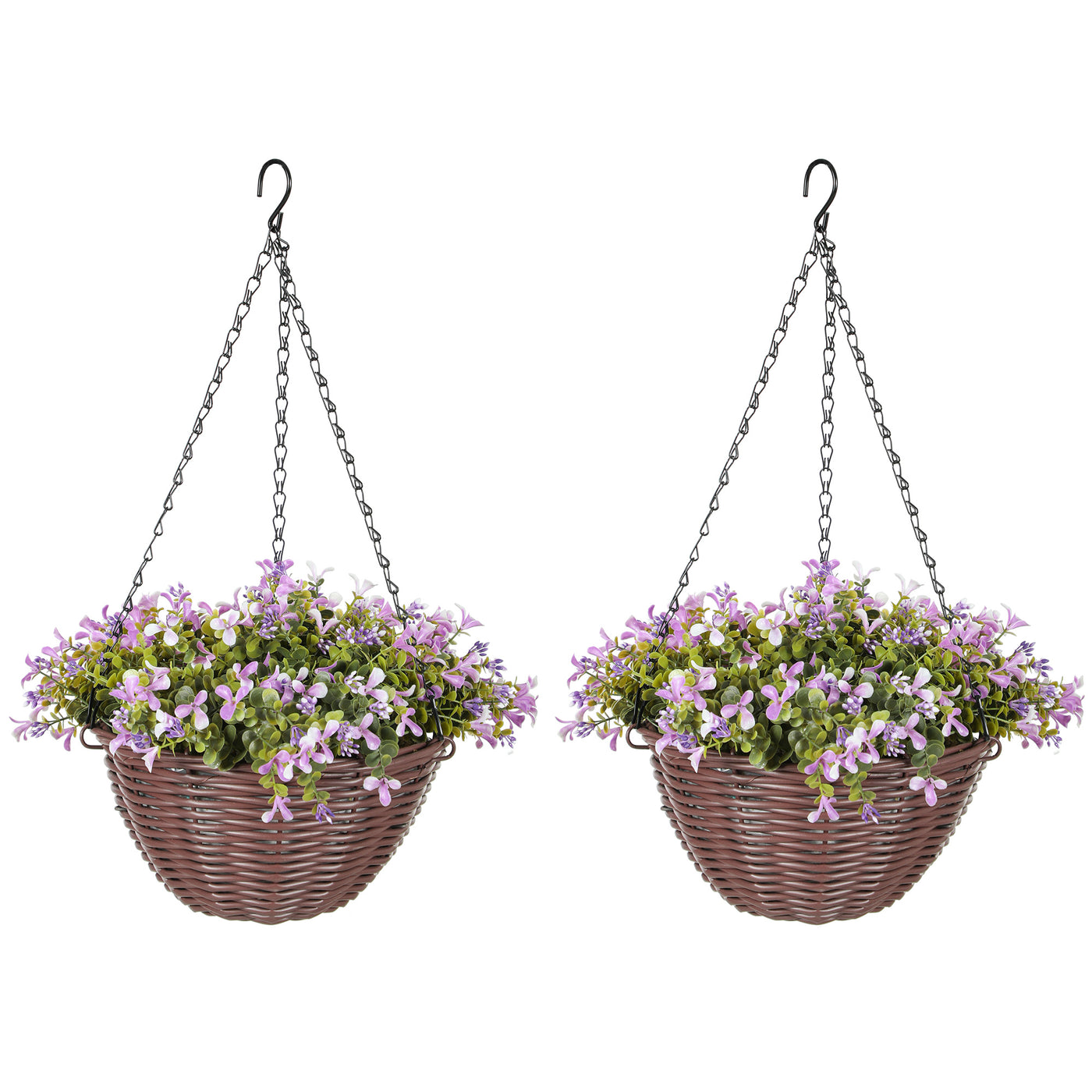 HOMCOM Artificial Flowers in Basket Set of 2